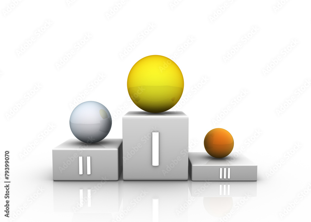 Illustration of abstract podium with spheres, 3d render