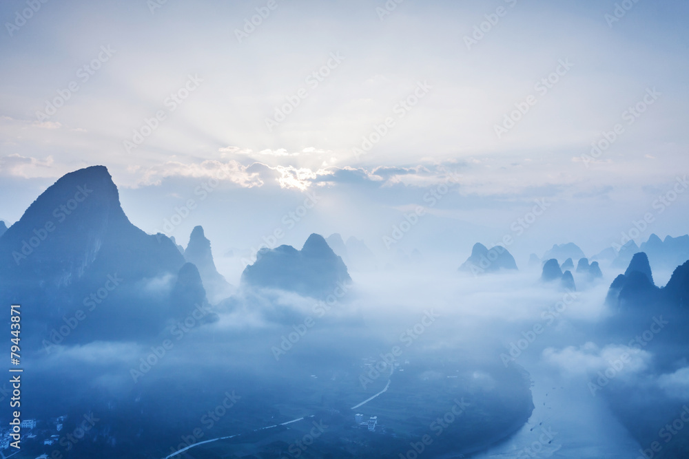 桂林的天空、山脉和风景