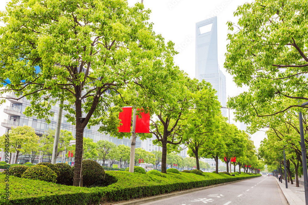 skyline,urban road and office building at daytime.