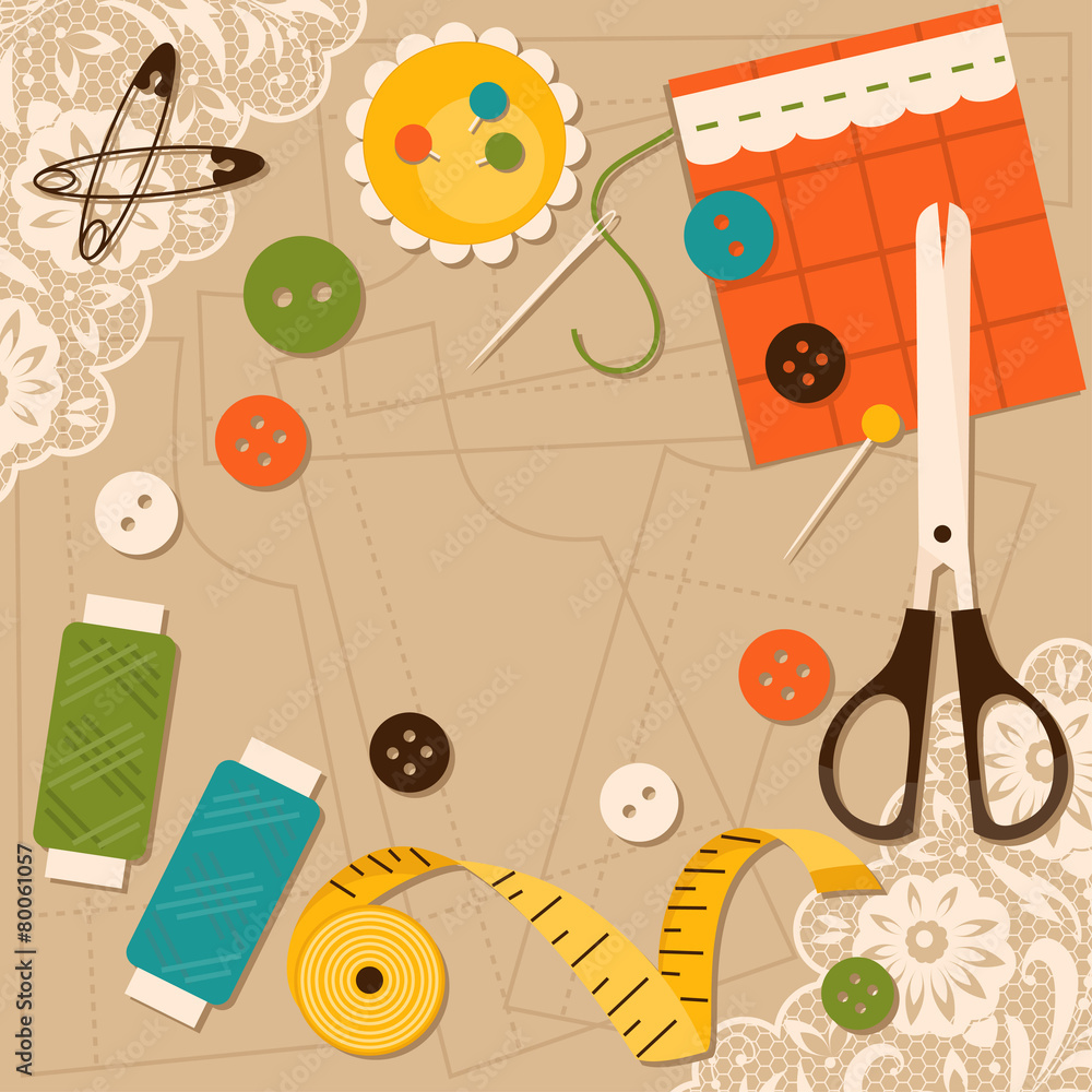 Sewing accessories. Vector illustration