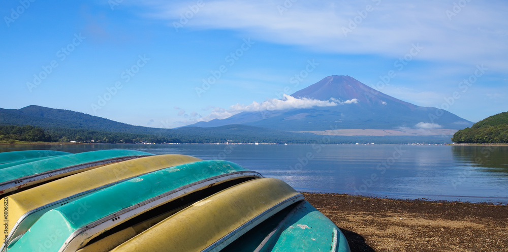 夏季富士山和山中湖