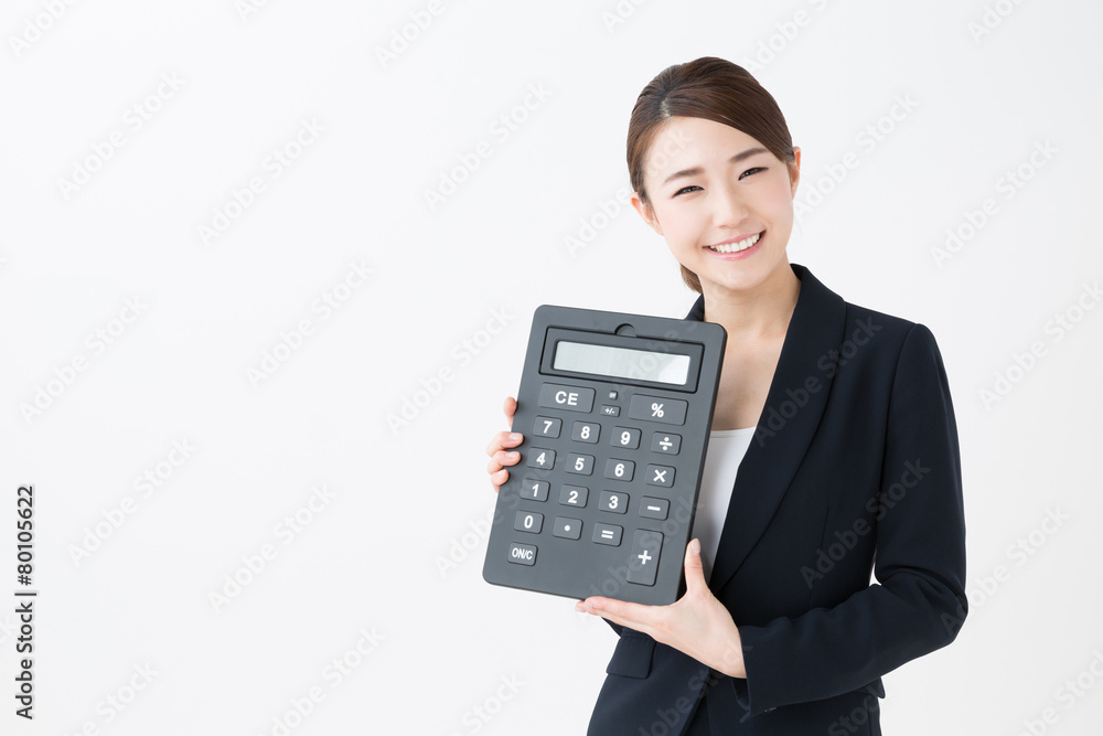 asian businesswoman on white background