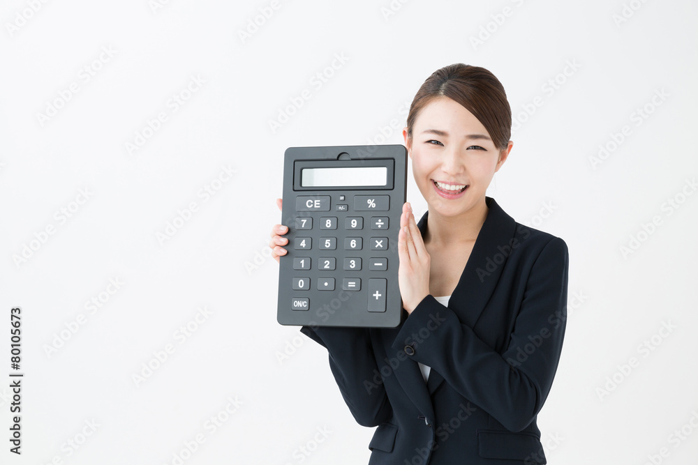 asian businesswoman on white background