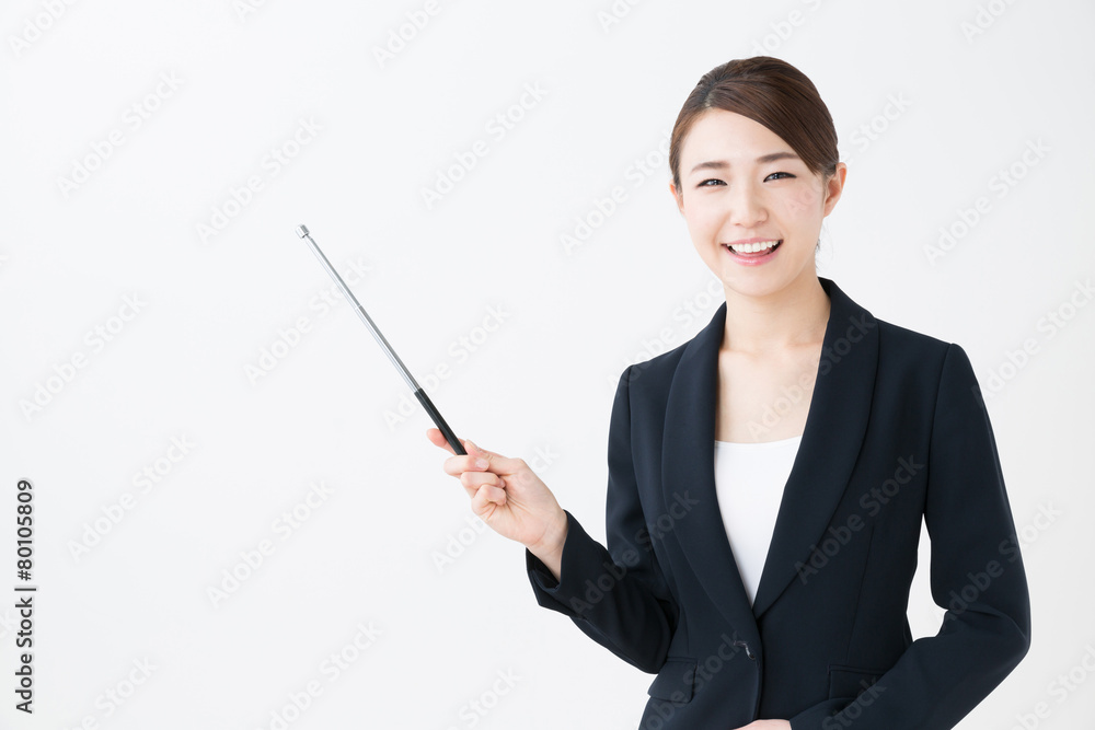 asian businesswoman on white background