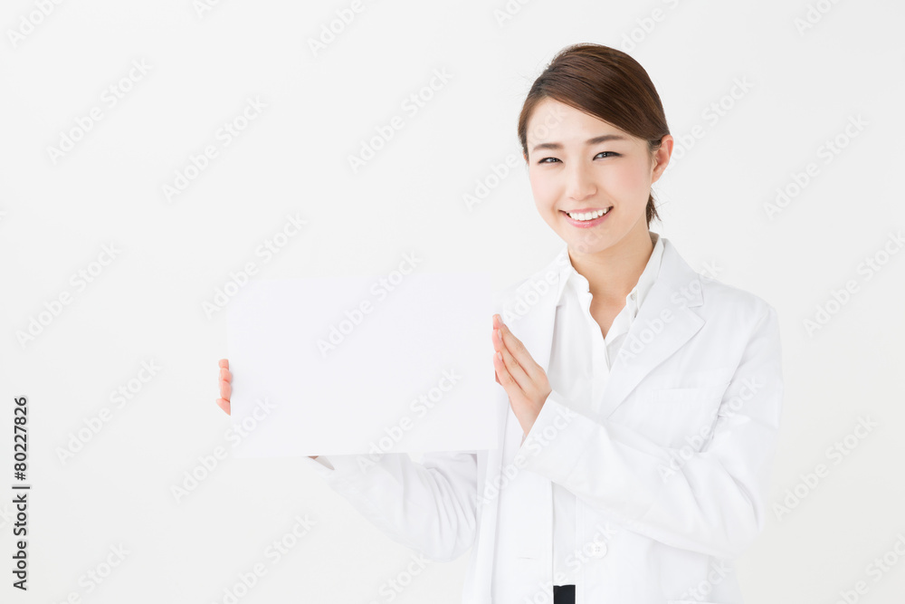 young asian doctor on white background