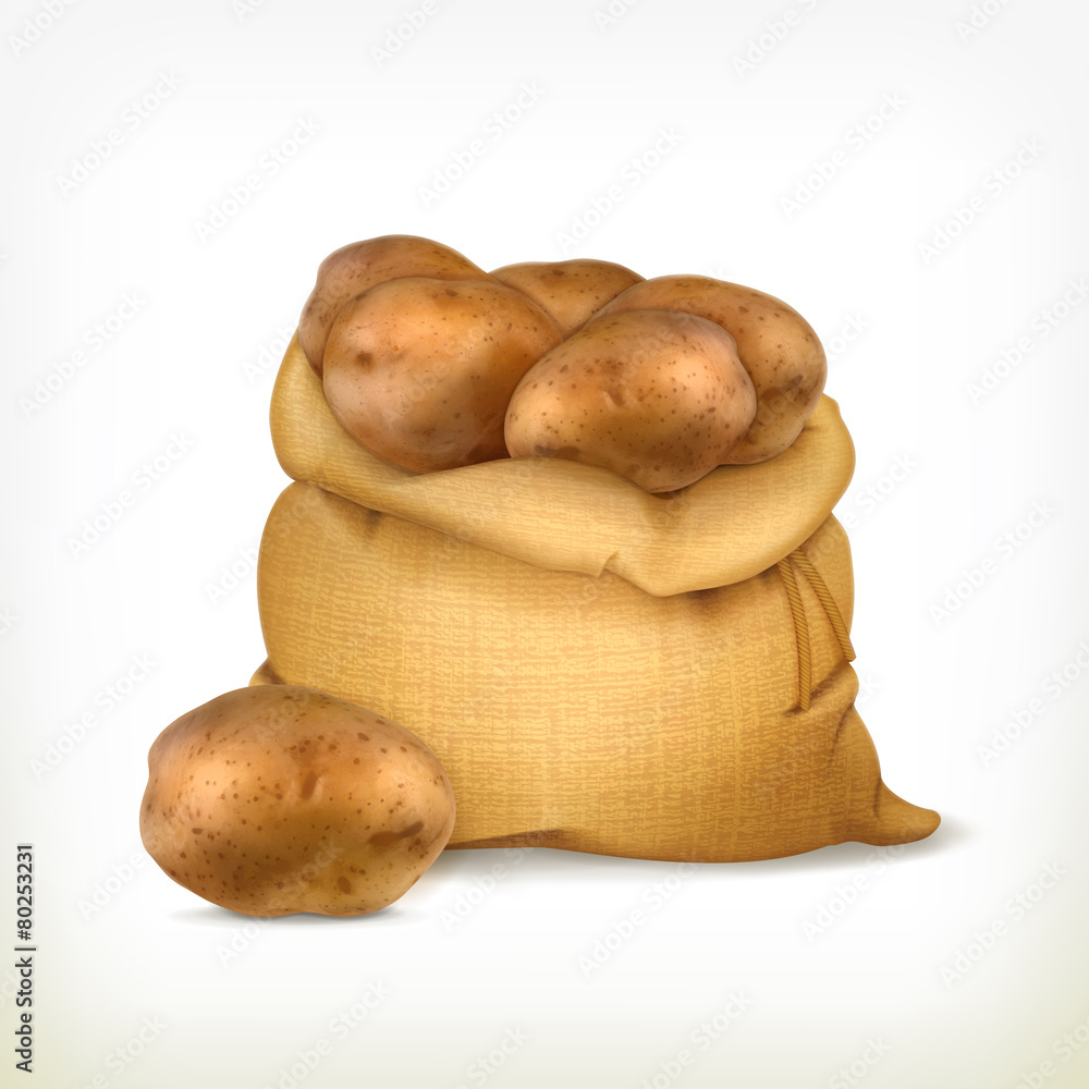 Sack of potatoes, vector icon