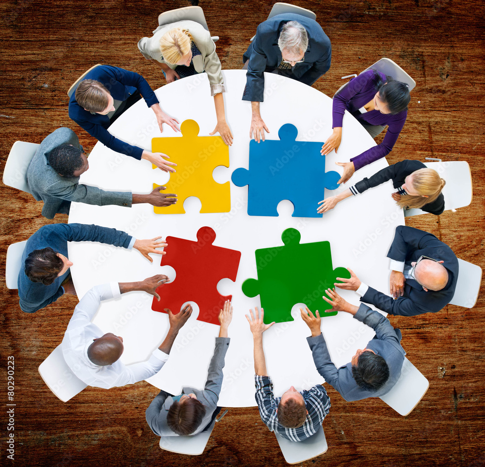 Business People Jigsaw Puzzle Collaboration Team Concept