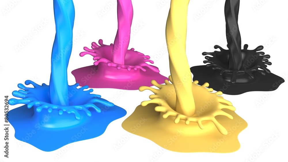 Printing Press. 3D. Cmyk paint vessel