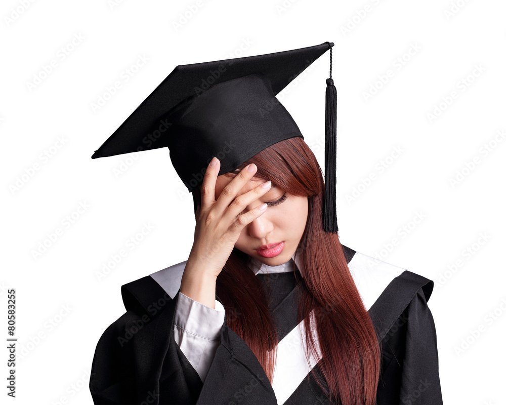 unhappy graduate student woman