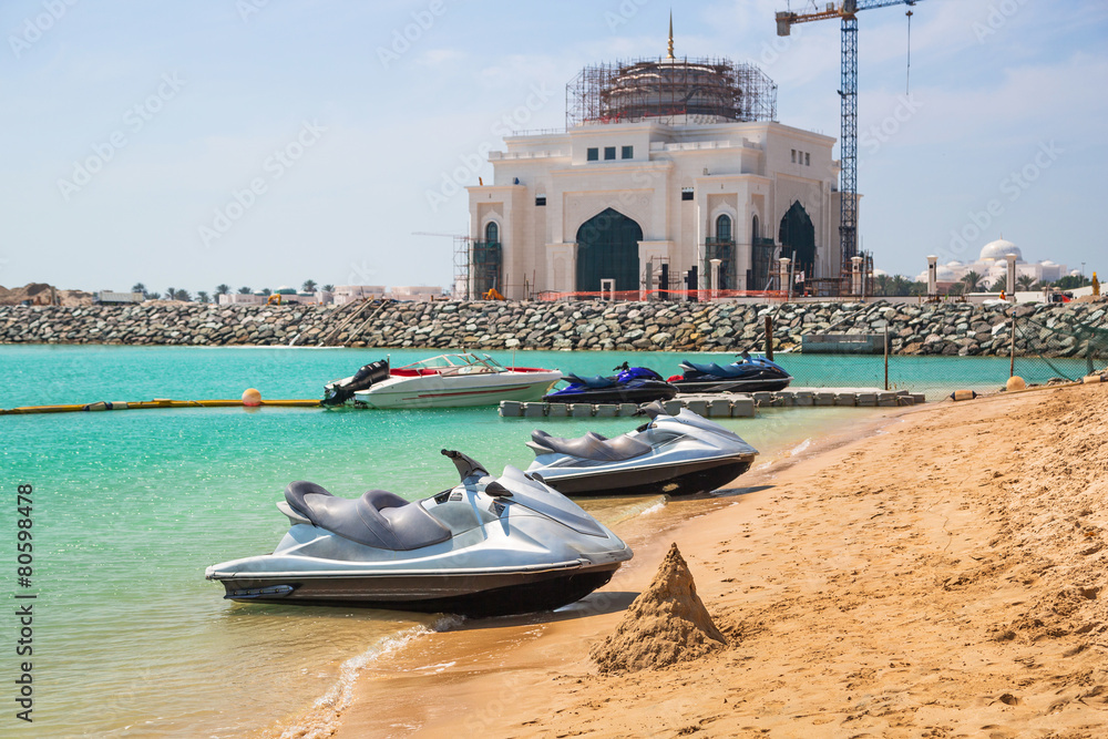 Jetski on the beach of Abu Dhabi, United Arab Emirates