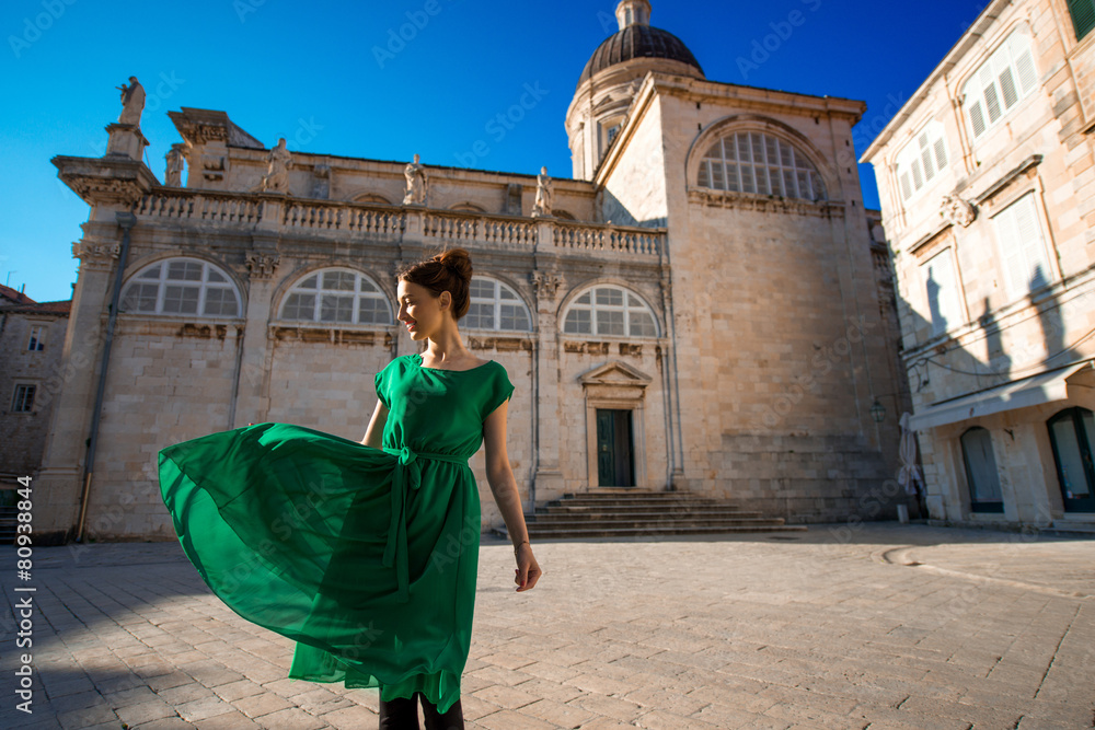 Woman traveling in Dubrovnik city