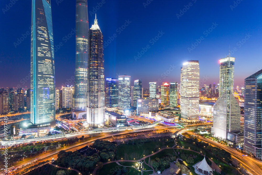 skyline,skyscrapers in modern city night