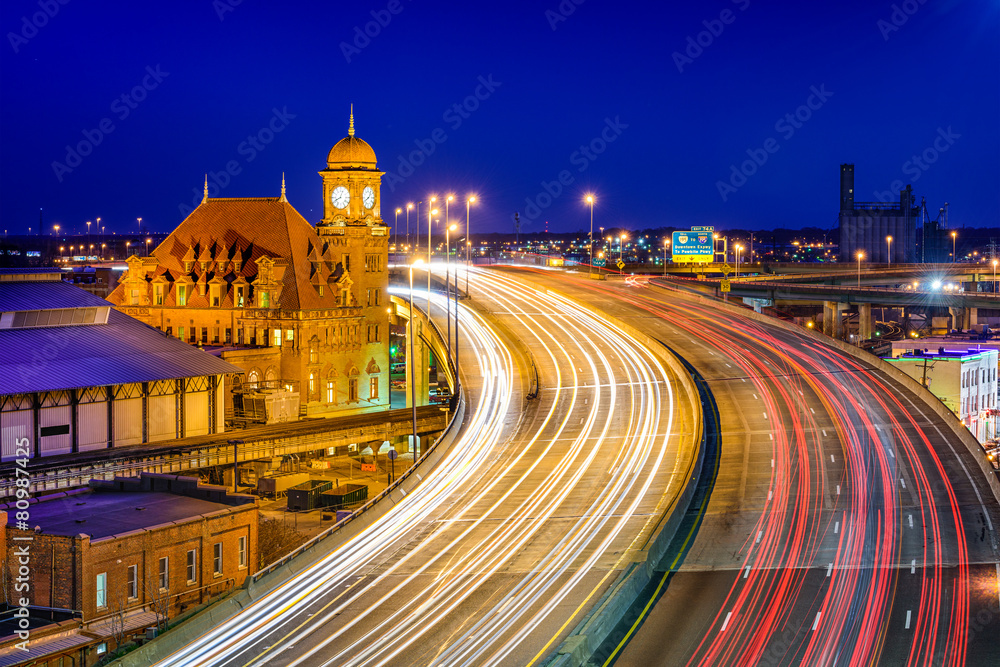 Richmond, Virginia, USA at Main Street Station and Interstate