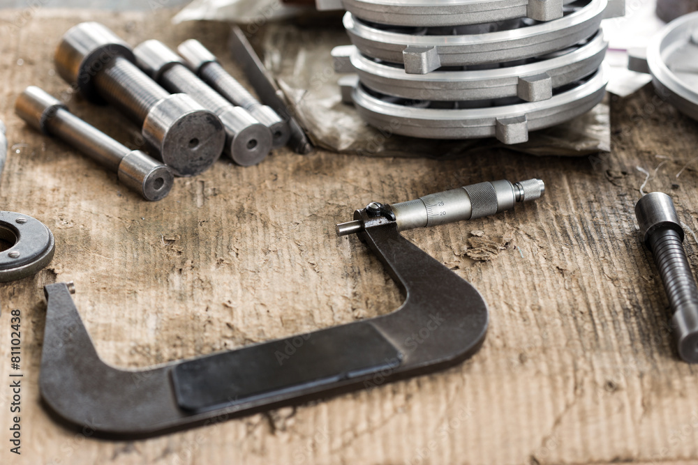 Industrial tools and spare parts,close up.