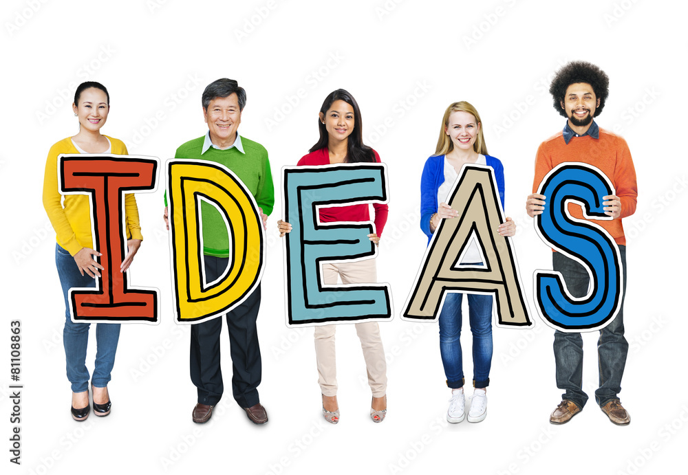 Multiethnic Group People Holding Ideas Concept