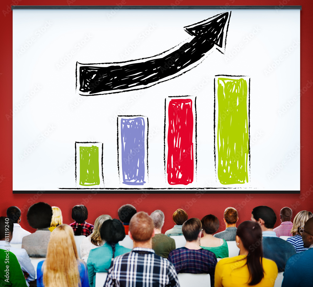 Bar Graph Growth Moving Up Improvement Concept