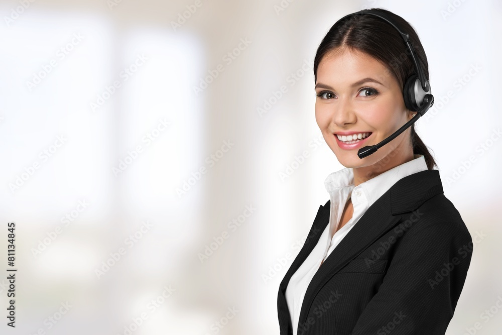 Customer. Picture of friendly female helpline operator with