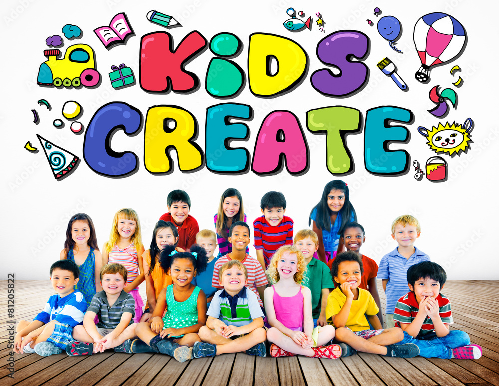 Kids Create Creativity Design Ideas Colorful Concept