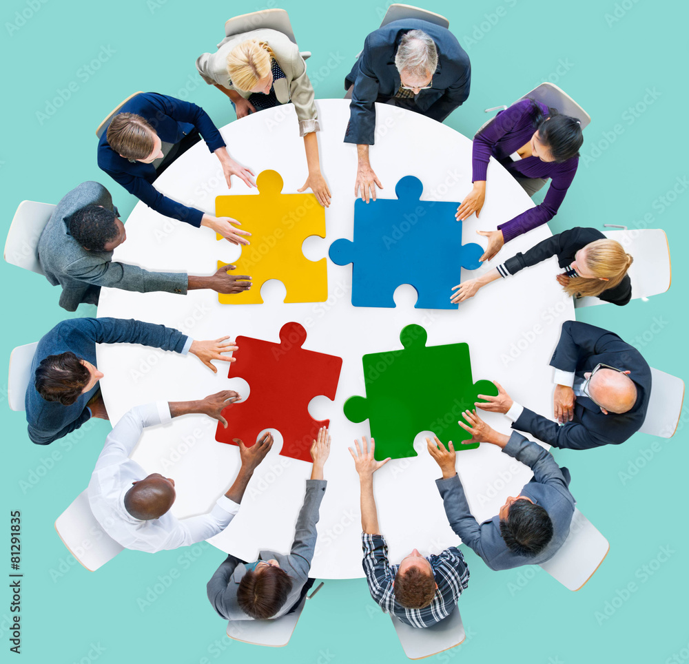 Business People Jigsaw Puzzle Collaboration Team Concept