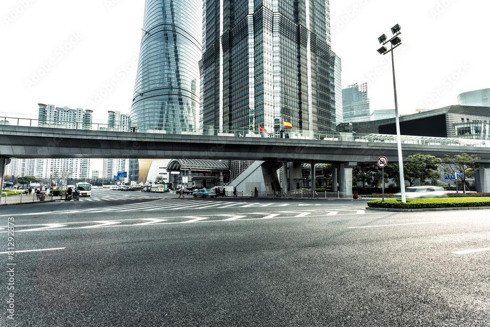 urban road and modern buildings in city