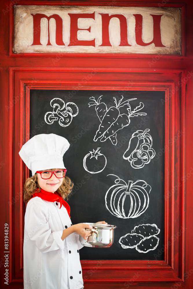 Child chef cook. Restaurant business concept