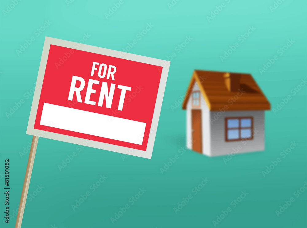 For rent sign and house vector