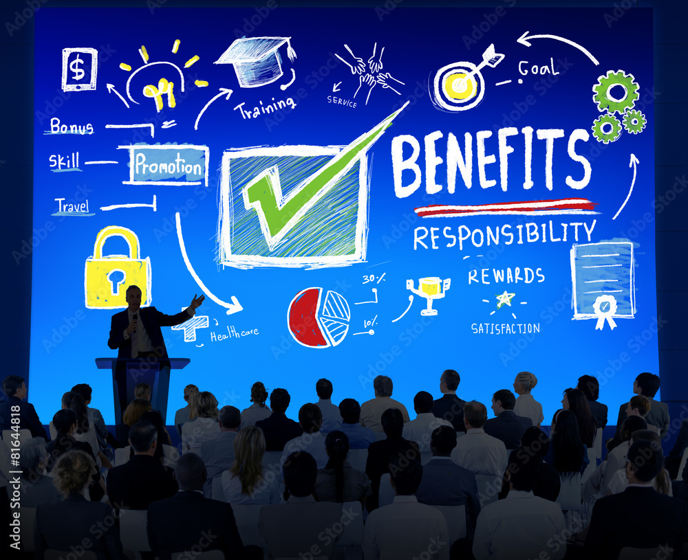 Benefits Gain Profit Earning Income Business Seminar Concept