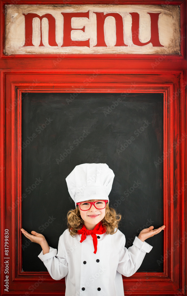 Child chef cook. Restaurant business concept