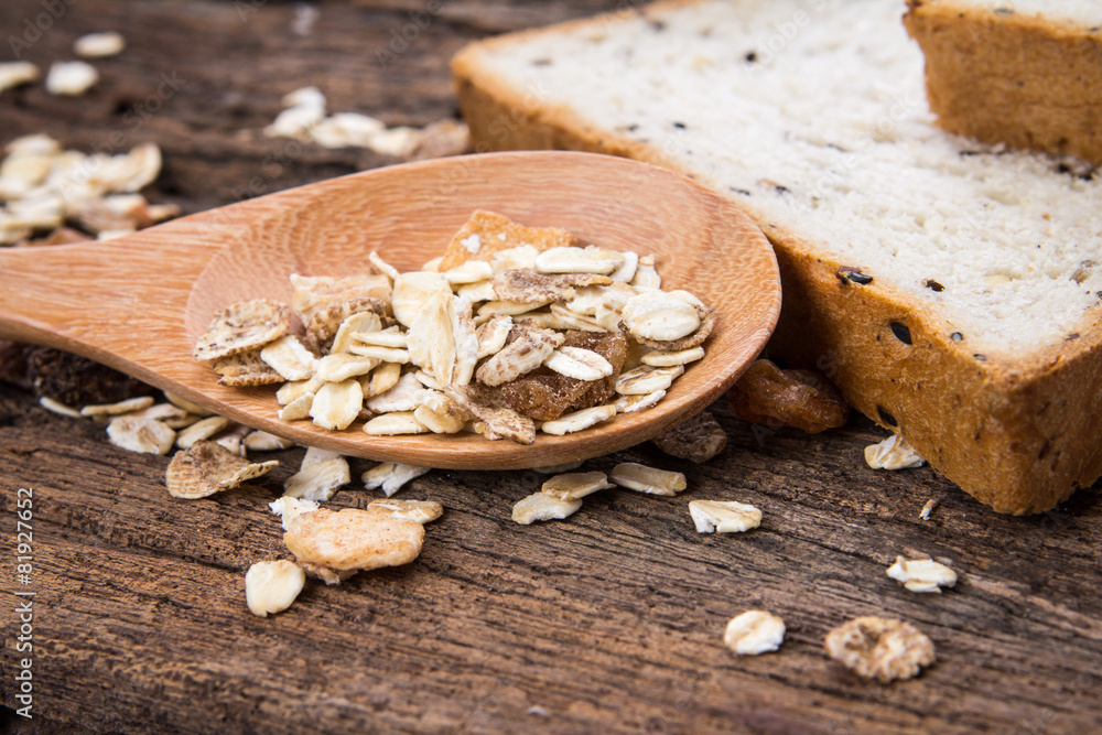 cereal and black sesame bread with whole grain cereal flakes