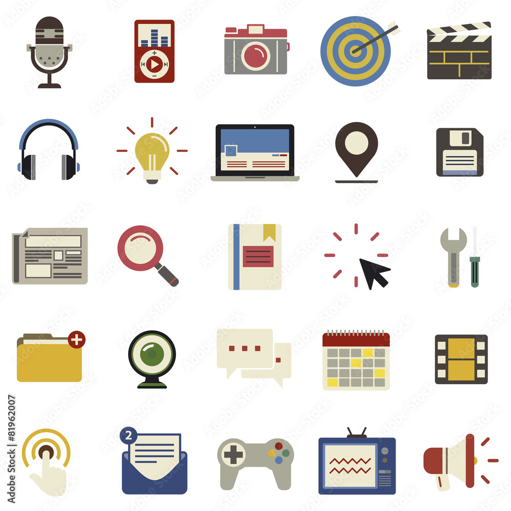 Social Media Funky Internet Symbols Icons Vector Concept