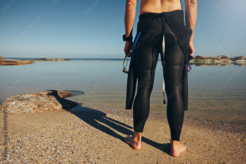 Triathlete getting ready for a race