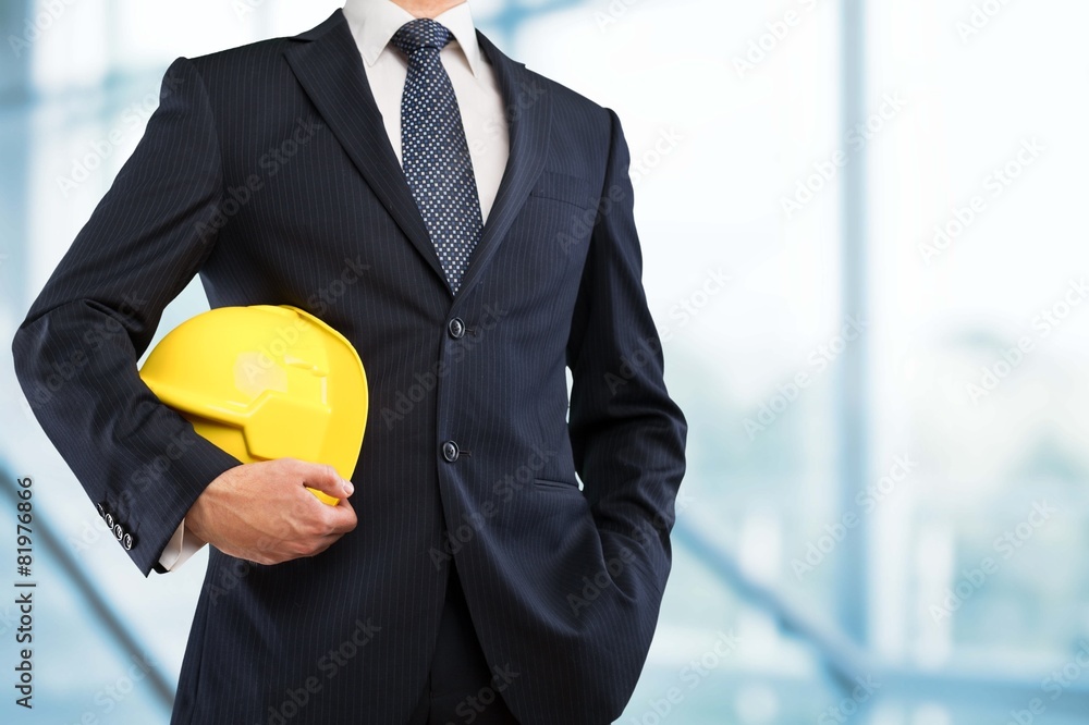 Engineering. Engineer yellow helmet for workers security on the