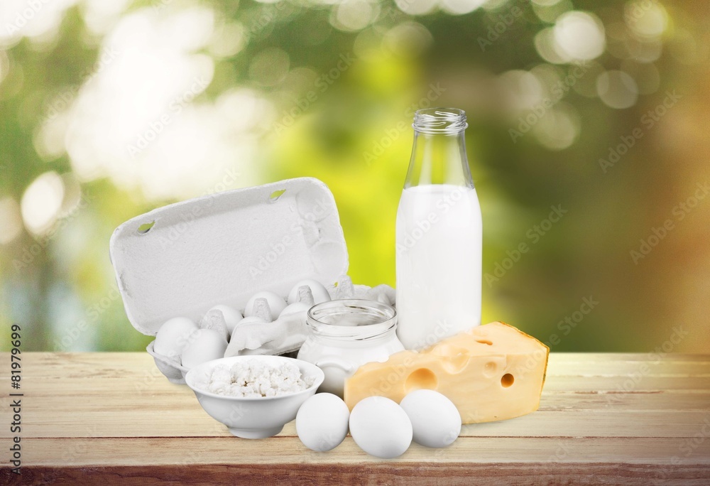 Dairy Product. Fresh eggs and dairy products