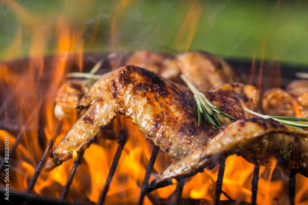 Chicken wings on grill