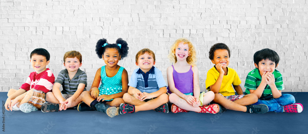 Children Kids Cheerful Diversity Happiness Group Concept