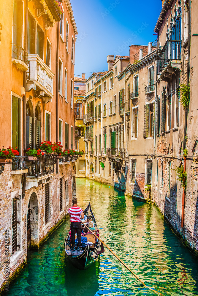 Gondola on canal in Venice, Italy