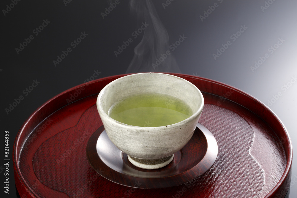 Japanese green tea in porcelain cup　