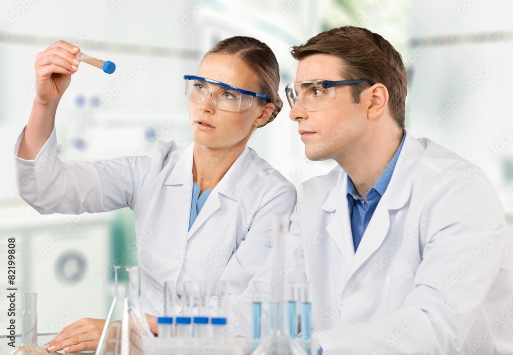 Laboratory. Researcher and doctor looking at a molecular