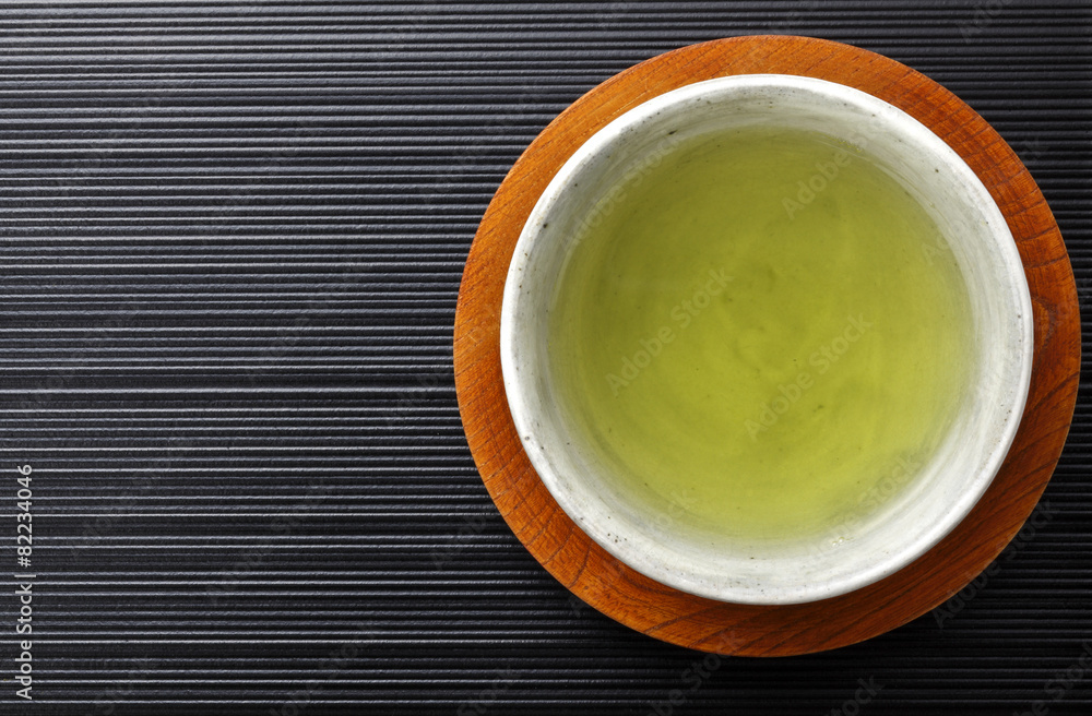 Japanese green tea in porcelain cup　