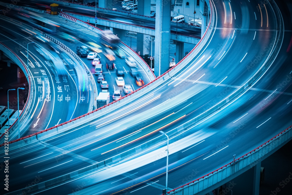 city traffic on viaduct