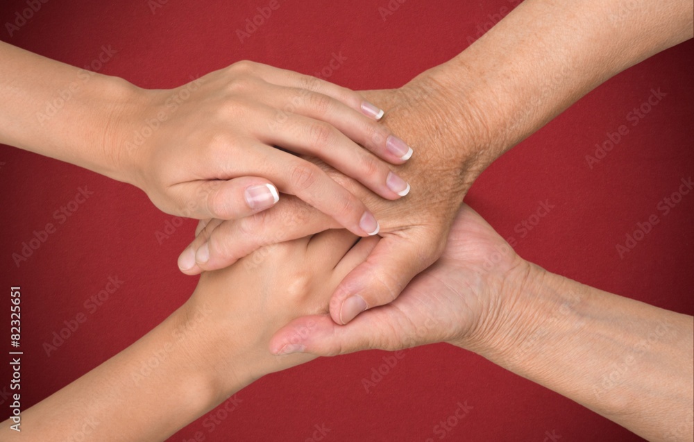 Human Hand. Old and young together