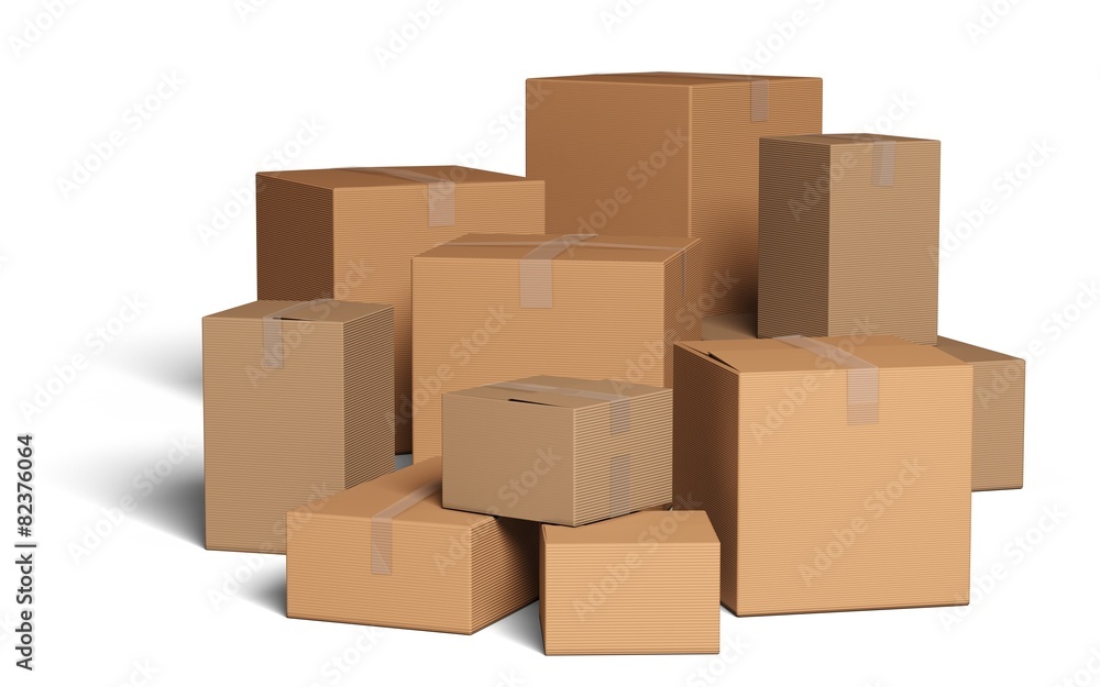 Box. 3D. Cardboard Packages