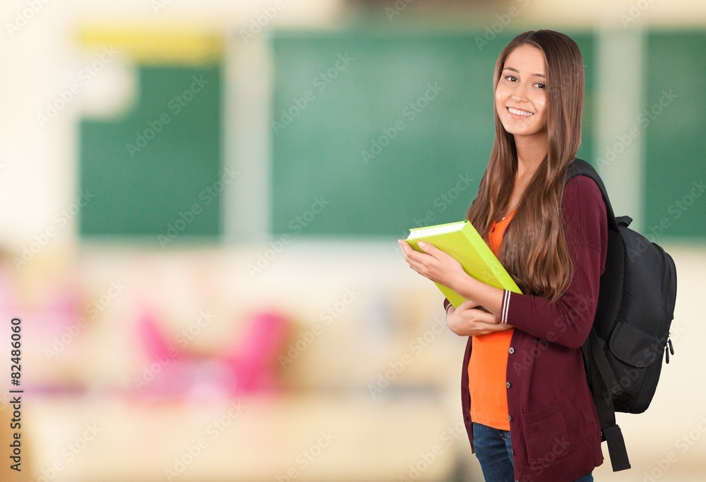 学生。年轻女学生