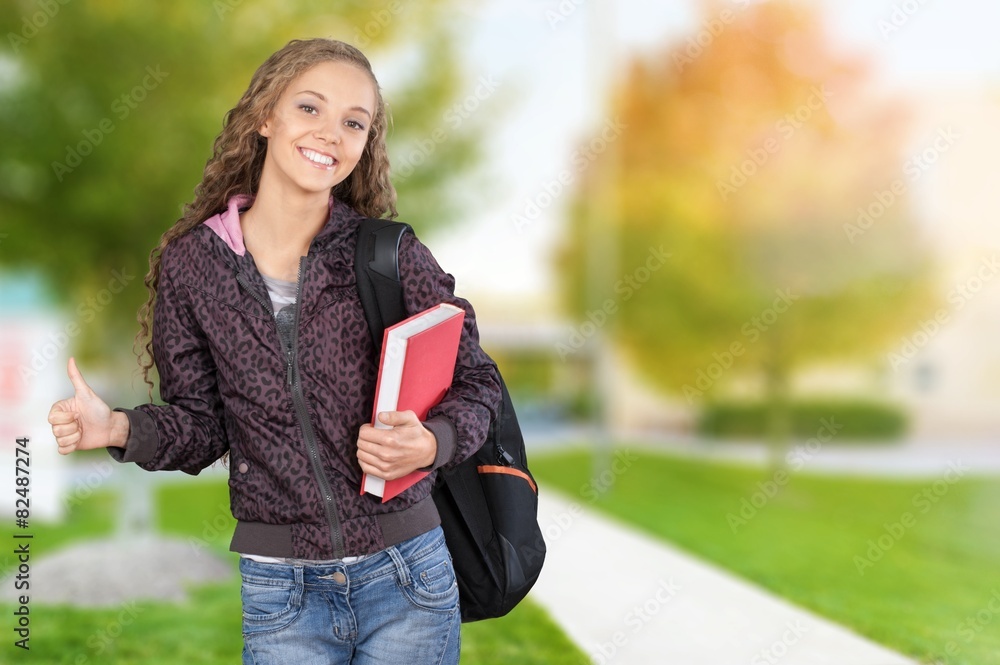 University. Beautiful College Student