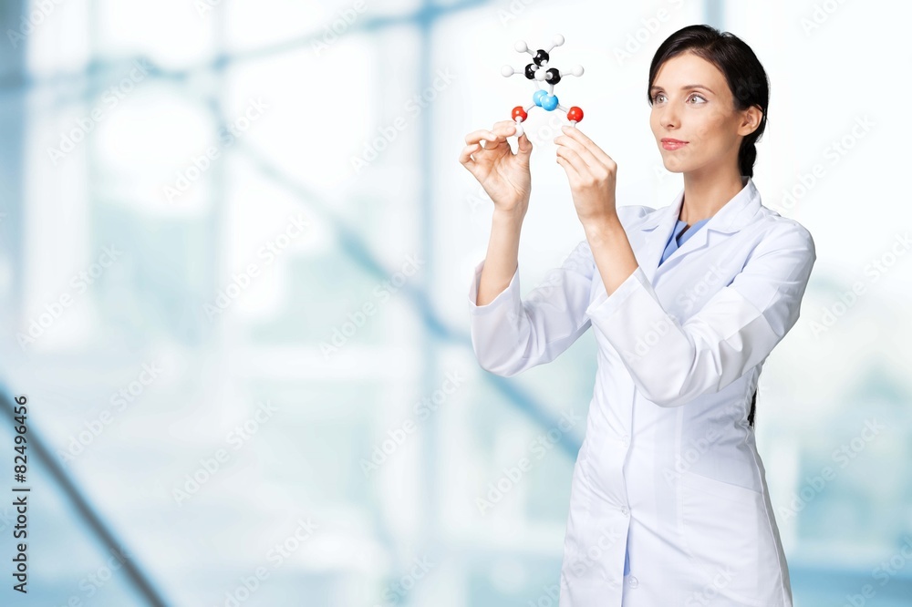 Scientist. Researcher looking at a molecular structure