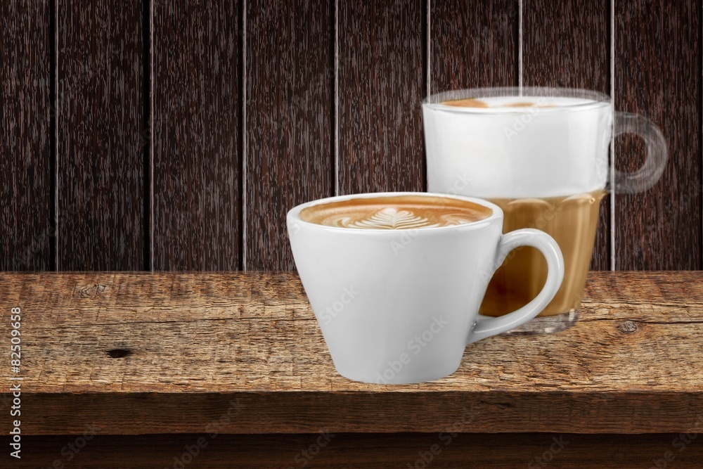 Afternoon. Coffee milk in glass cup with clipping path