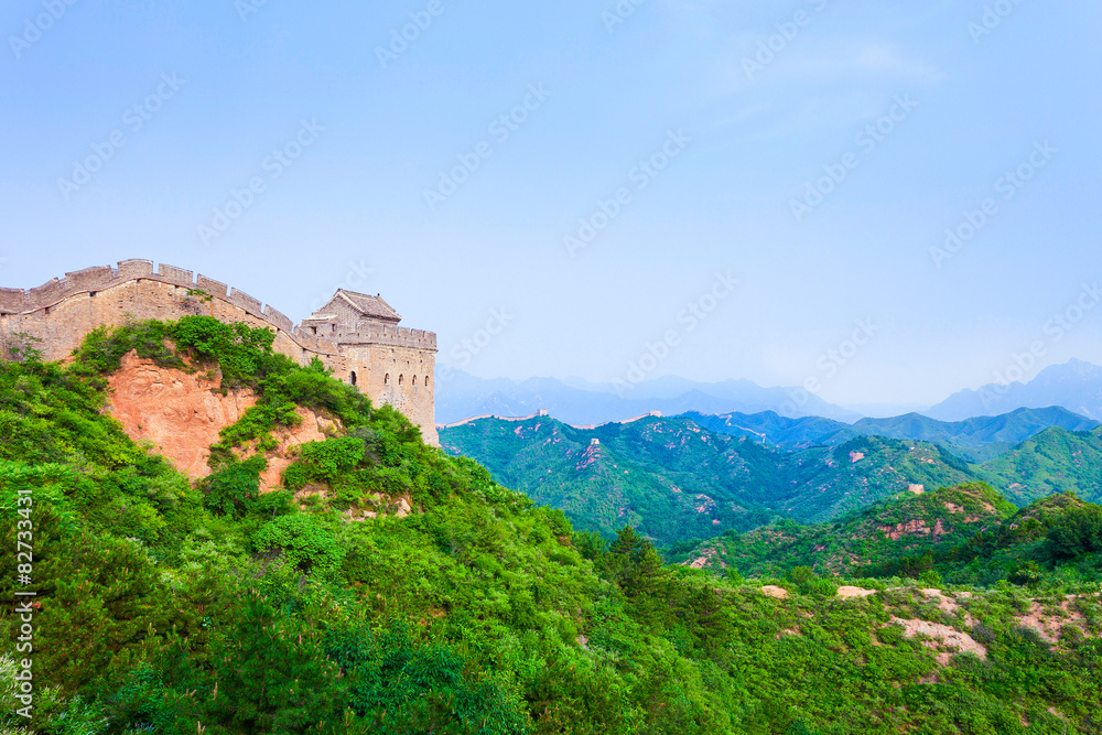 Great wall under sunshine during sunset