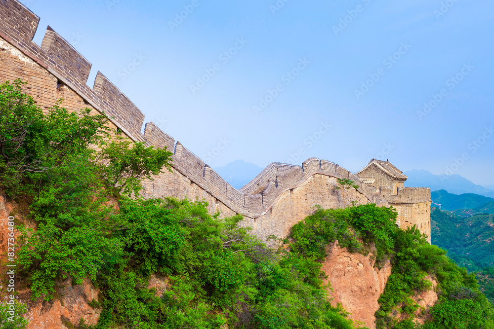 Great wall under sunshine during sunset