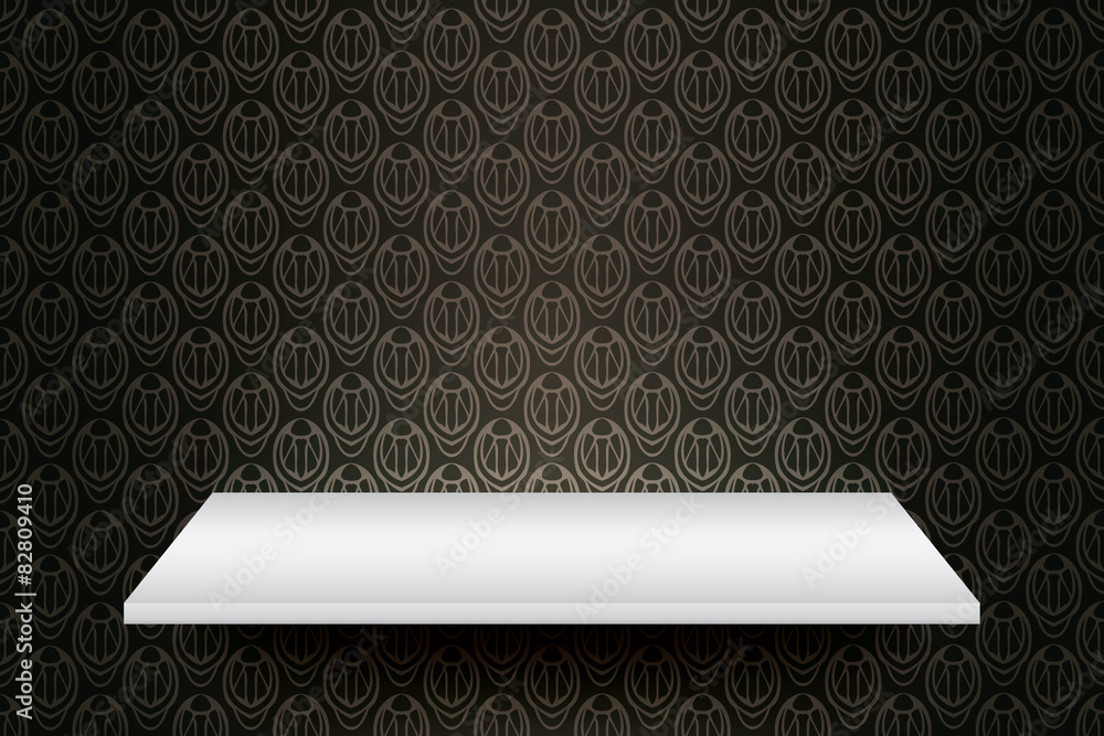 Empty white shelf on vintage wall vector