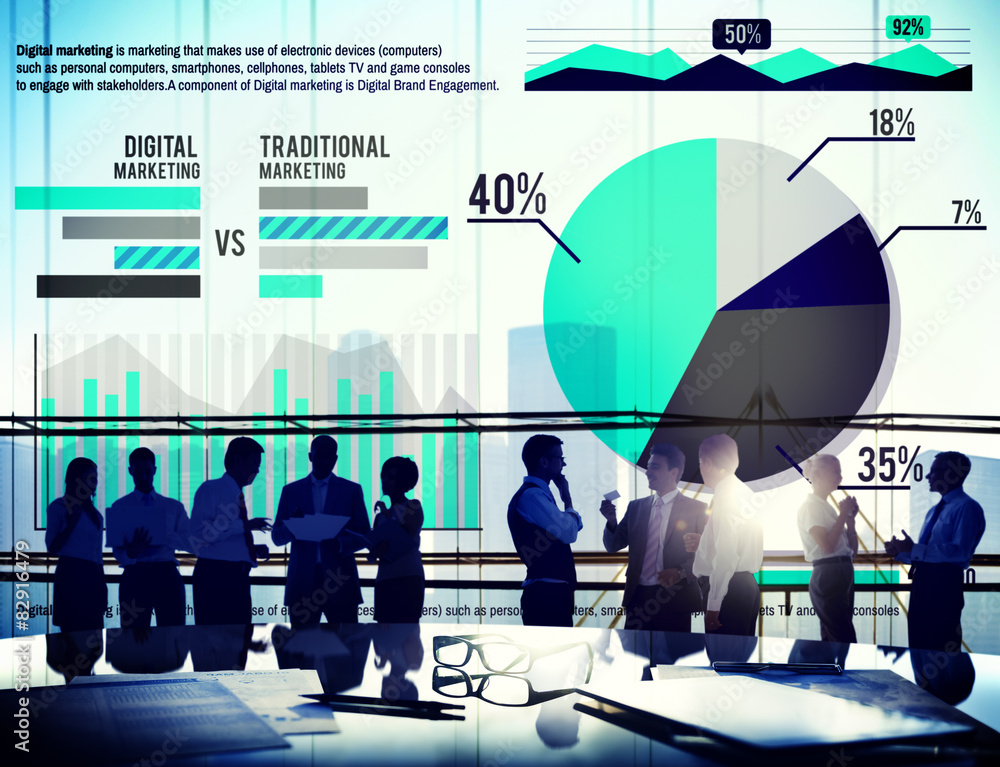 Digital Marketing Graph Statistics Finance Market Concept